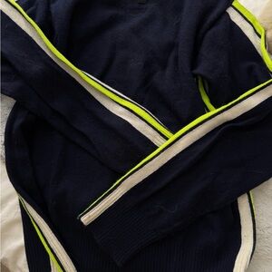 Aqua Men's Sweater in Dark Blue and Bright Yellow